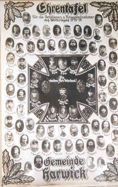 1914-18_Ehrentafel.jpg - Ehrentafel der Kriegsteilnehmer von 1914/18 aus der Gemeinde Harwick